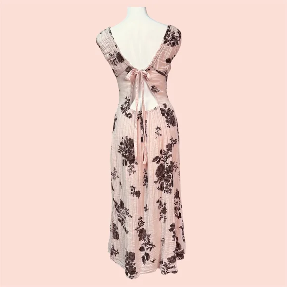 Free People Forget Me Not Midi Maxi Dress Peach Gray XS - Picture 4 of 12